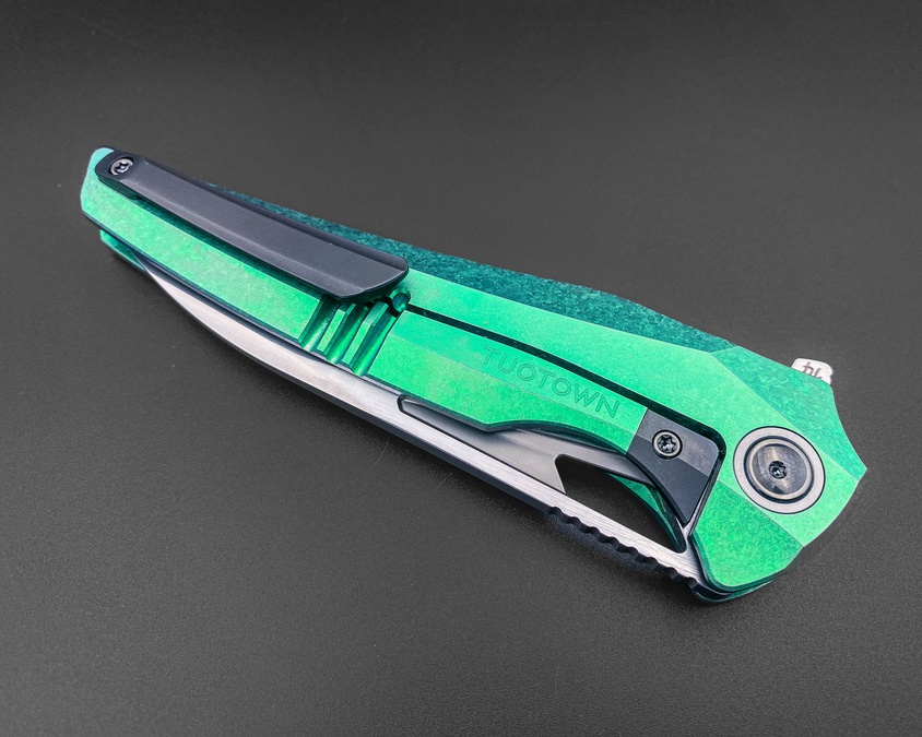 Складной нож Magpie M390 CrystalTi green