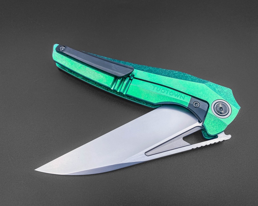 Складной нож Magpie M390 CrystalTi green