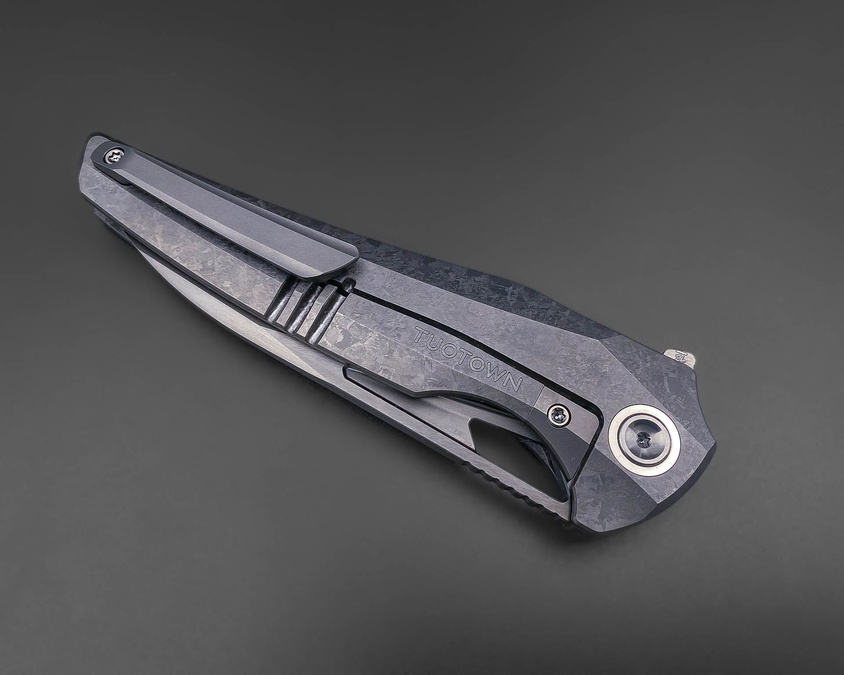 Складной нож Magpie M390 CrystalTi black BedBlast DLC