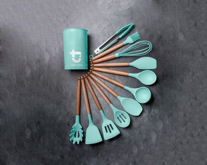 Набор кухонных принадлежностей, светло-бирюзовый