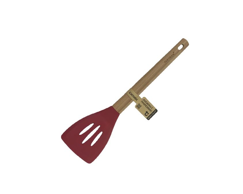 Лопатка кухонная с прорезями, цвет - красный 4005-R