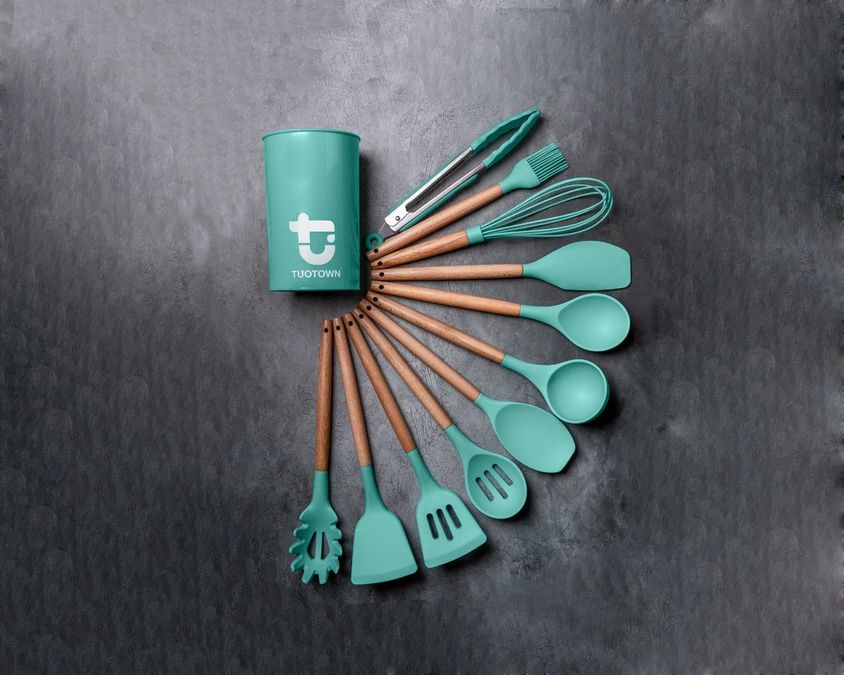 Набор кухонных принадлежностей, бирюзовый