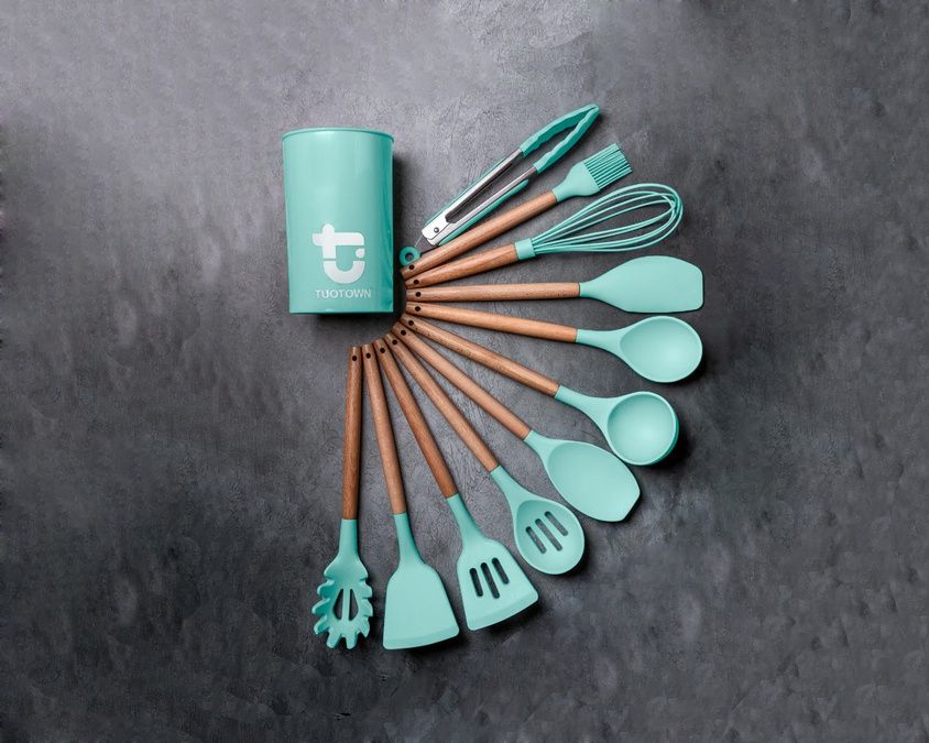 Набор кухонных принадлежностей, светло-бирюзовый